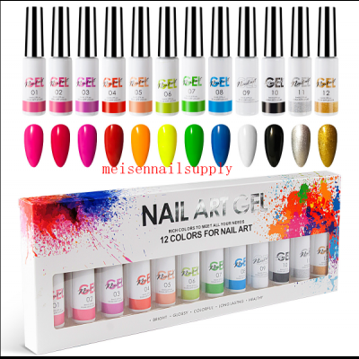 12 colors nail liner gel kit